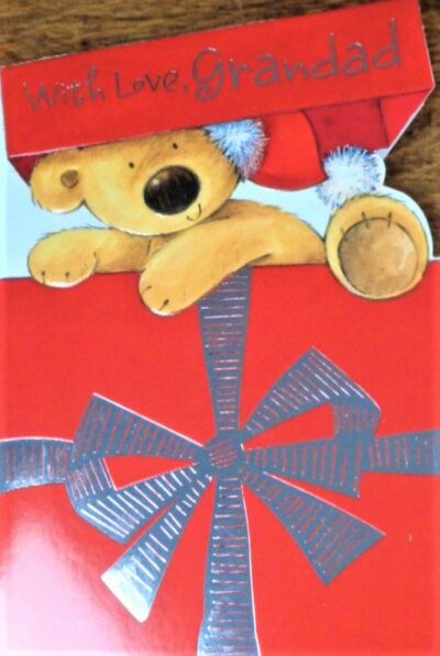 Grandad Christmas Card - Teddy Escaping a Box