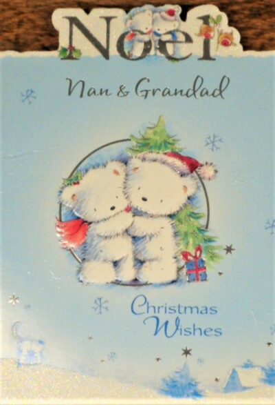 Nan & Grandad Christmas Card - Noel Teddies or Teddies in a Row NAN&GRANDADX