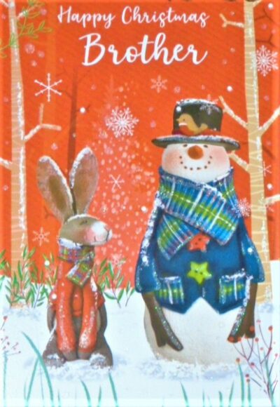 Brother Christmas Card - Snowman and the Hare X3204-1B