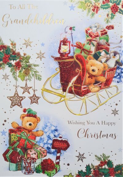 Grandchildren Christmas Card - Sleigh Toys XGL5003A/08
