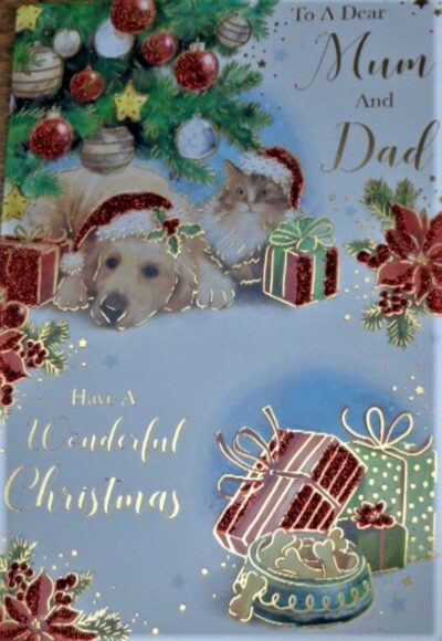Mum & Dad Christmas Card - Pets Under Tree XGL5024A/09