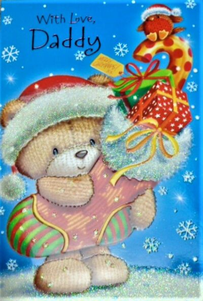 Daddy Christmas Card - Teddy Stocking or Teddy Presents  XSE23129