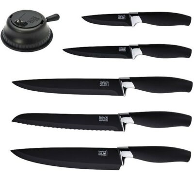 Taylors 5 Piece Brooklyn Knife and Sharpener Set - Black 7261346