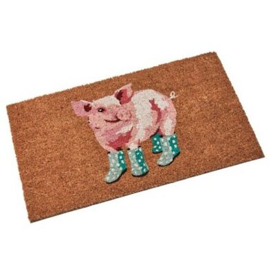 Coir Mat - Pink Pig in Wellies 6328844