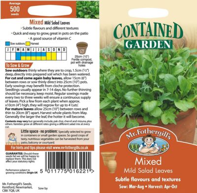 Mr Fothergill's Contained Garden Mixed Mild Salad Leaves 14507