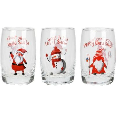 Koopman Set of 3 Glasses - Snowman/Gnome/Santa    4482461