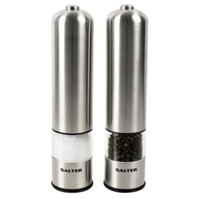 Salter Electronic Pepper and Salt Mill Set - Stainless Steel   7522SSTUR