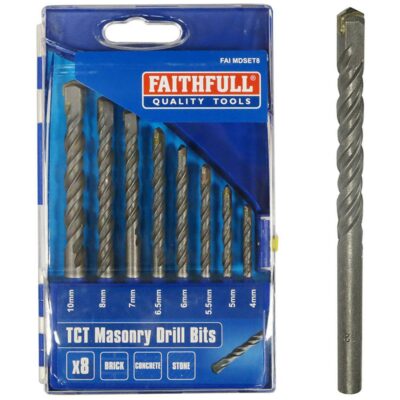 Faithfull 4-10mm TCT Masonry Drill Bits - 8 Pieces FAIMDSET8