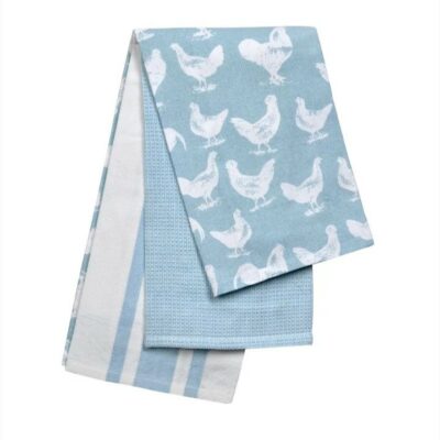 Stow Green Pack of 3 Tea Towels - Hen Blue 6994939