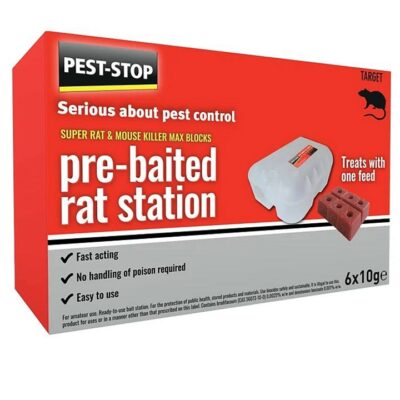 Pest Stop Super Rat & Mouse Killer Pre-Baited Rat Station - Wax Blocks PRCPSPBRS