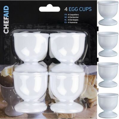 Chef Aid 4 Plastic Egg Cups - White  1614330