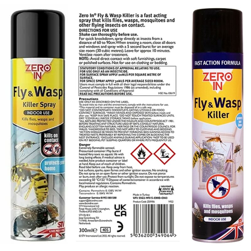 STV Zero In 300ml Fly and Wasp Killer Spray 5641697