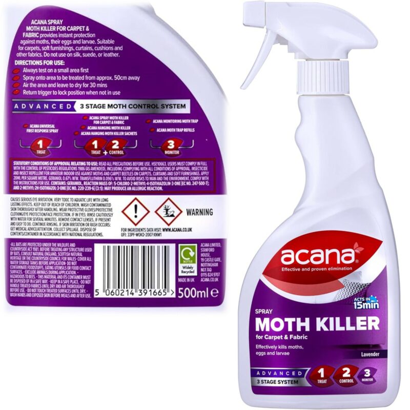 Acana 500ml Moth Killer Spray -  for Carpets and Fabrics 0321733