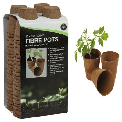 Worth Gardening 6cm Round Fibre Pots - 96 Extra Value Pack   8120141