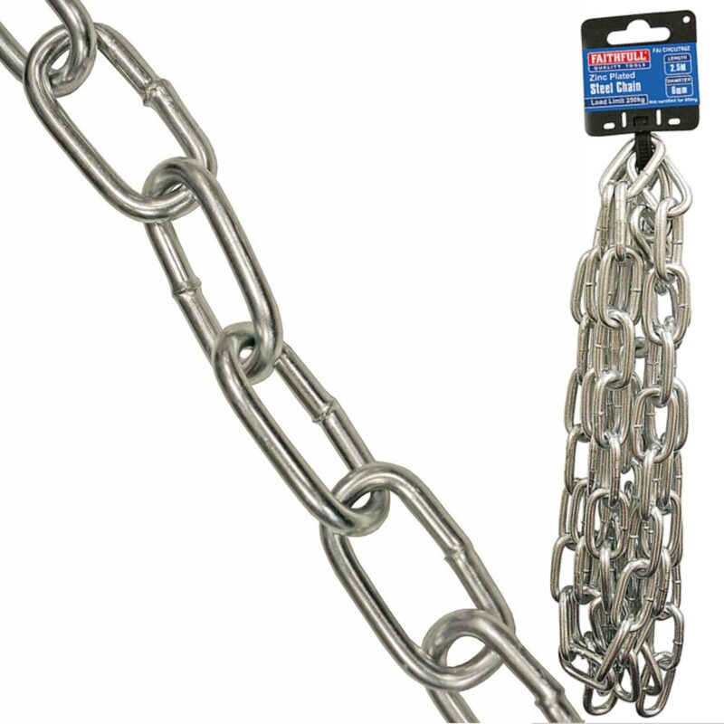 Faithfull 6mm x 2.5m Zinc Plated Chain  FAICHCUT60Z