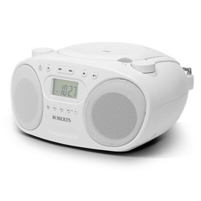 Roberts Portable FM/AM Radio and CD Player - White ZOOMBOXFMW
