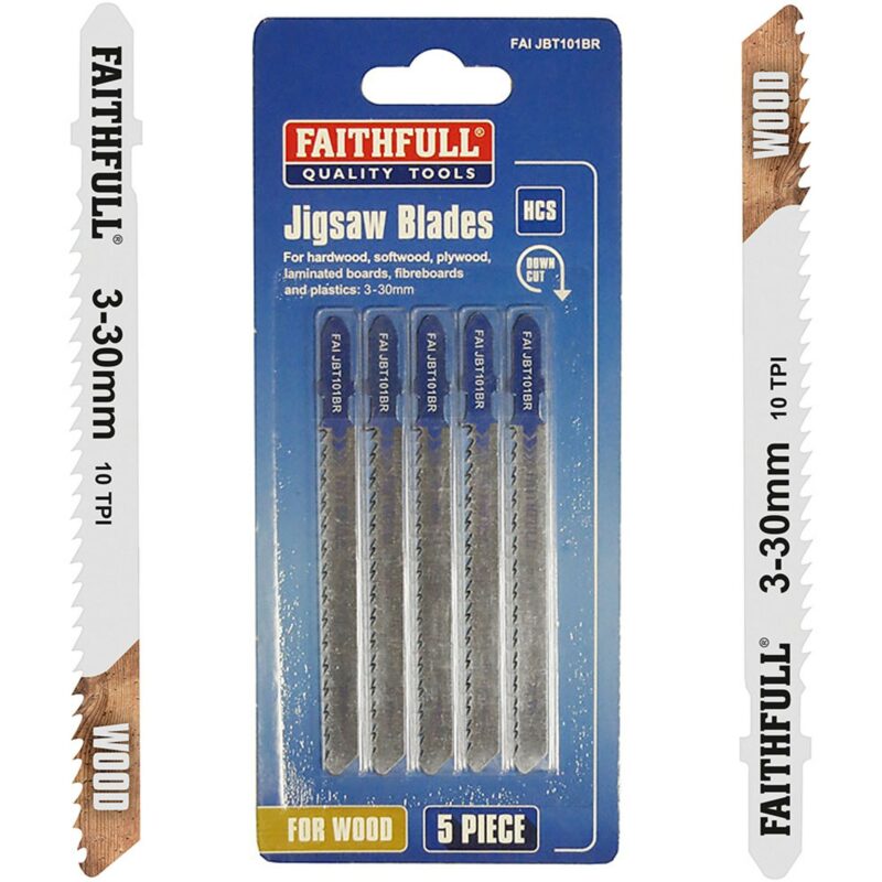 Faithfull 5 T101BR Jigsaw Blades for Laminate/Wood   FAIJBT101BR