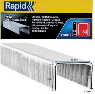 Rapid 53/14B High Performance 14mm Galvanised Staples (Box of 2500) RPD5314B2500