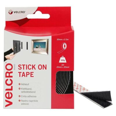 Velcro 20mm x 2.5m Stick on Tape - Black    7690133