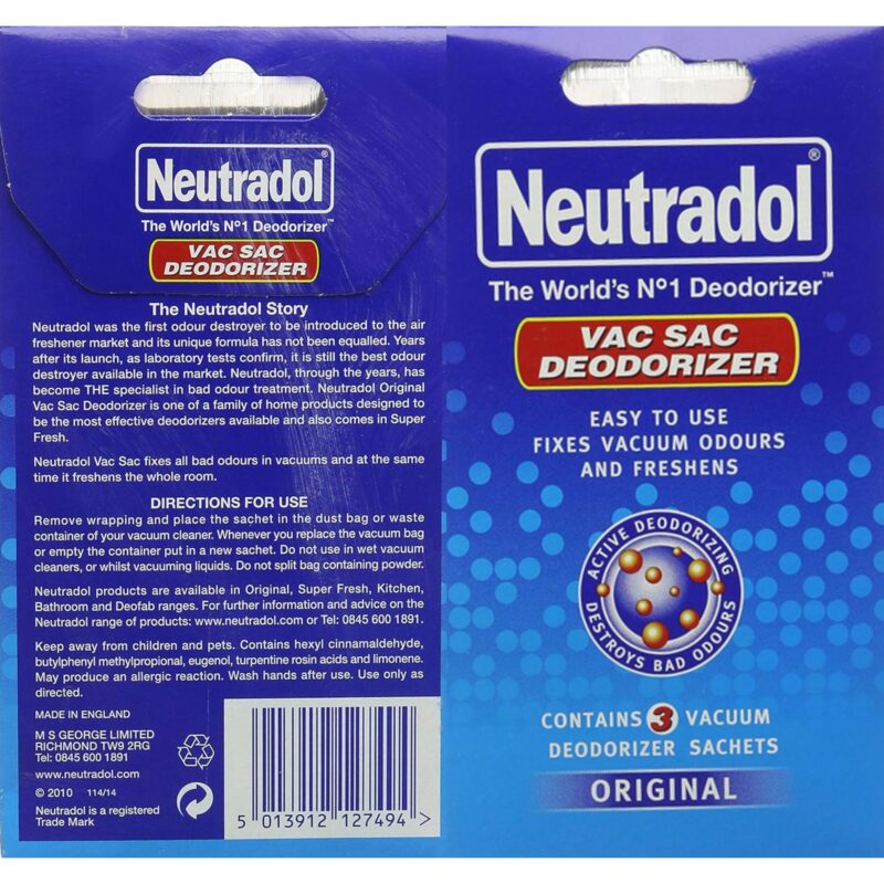 Neutradol 3 x vacuum Deodorizer Sachets - Original 4560078