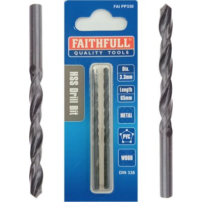 Faithfull 2 x 3.3mm HSS Jobber Drill Bits FAIPP330