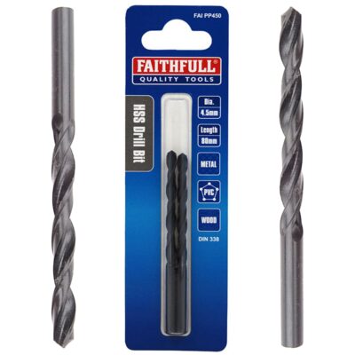 Faithfull 2 x 4.5mm HSS Jobber Drill Bits FAIPP450