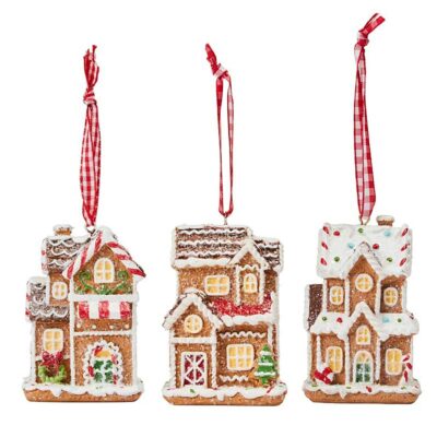 Three Kings Gingerbread Townhouse Pendants - Townhouse with Tree Candy or Wreath  0541780