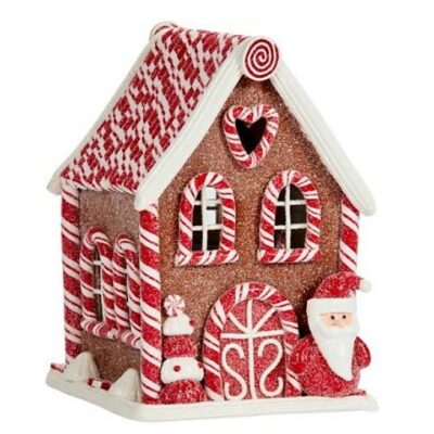 Three Kings Inlit LED Gingerbread Candy Cabin - Santa 0541800