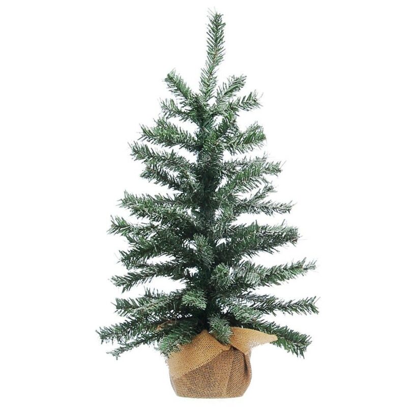 Festive 90cm Flocked Tree with Burlap Base   2111959