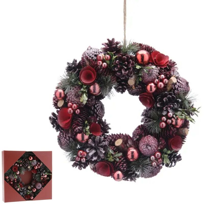 Festive 36cm Wreath - Pine Cone and Rose Gold 2111970