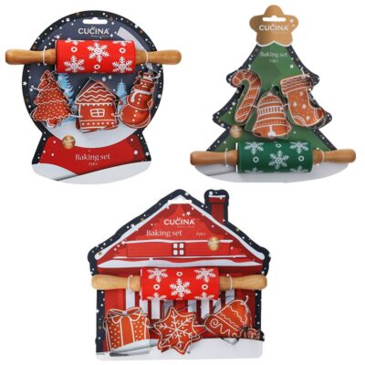 Cucine 4 Piece Christmas Kids Baking Set - Cabin