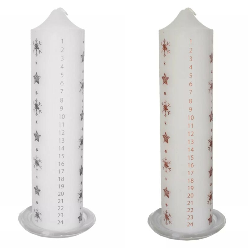 Premier Advent Candle with Holder -  Star & Snowflake Design  5189305