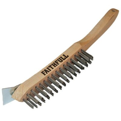 Faithfull Heavy-Duty Scratch Brush with Scraper - 4 Rows FAI6804S