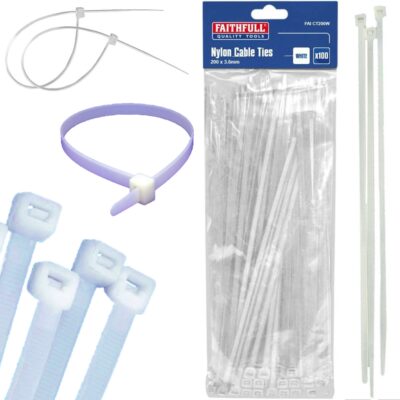 Faithfull 100 Nylon Cable Ties -  White FAICT200W