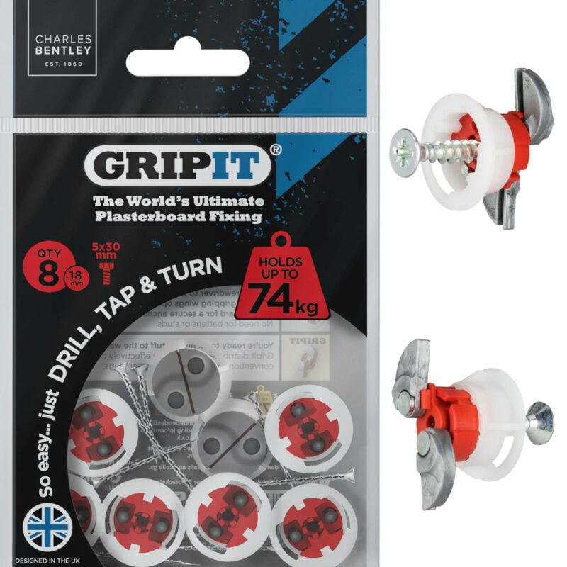 GripIt 8 Piece Plasterboard Fixings - Red GRP188