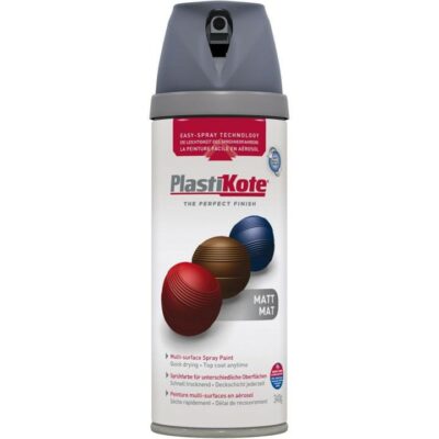 Plastikote 400ml Twist & Spray Matt - Grey   PKT23102