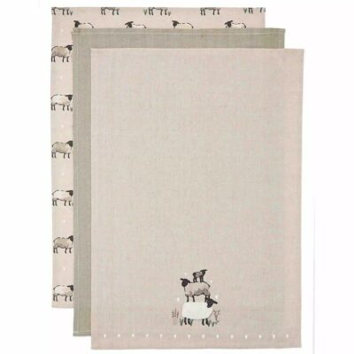 CookSmart Pack of 3 Tea Towels - Highland Sheep 1022507