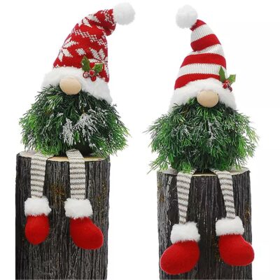 Festive 48cm Christmas Tree Gonk with Dangly Legs - Stripy or Snowflake Hat Design 2112030