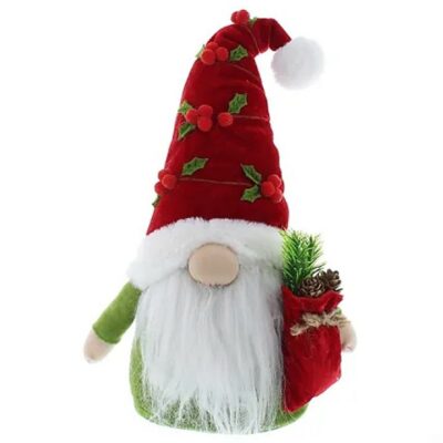 Festive 43cm Sitting Christmas Gonk - Green and Red 2112051