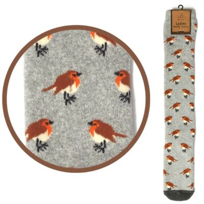 Otterdene Ladies Welly Socks - Robins  4661115