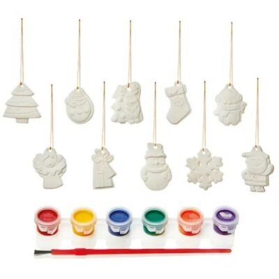 Premier 10 Paint Your Own Hanging Christmas Decorations 5189331