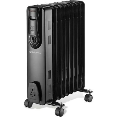 Rediffusion Vintage 9 Fin 2000W Oil Filled Radiator - Black   REDB20SLKE