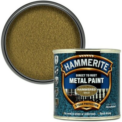 Hammerite 250ml Direct to Rust Metal Paint - Hammered Gold HMMHFGO250