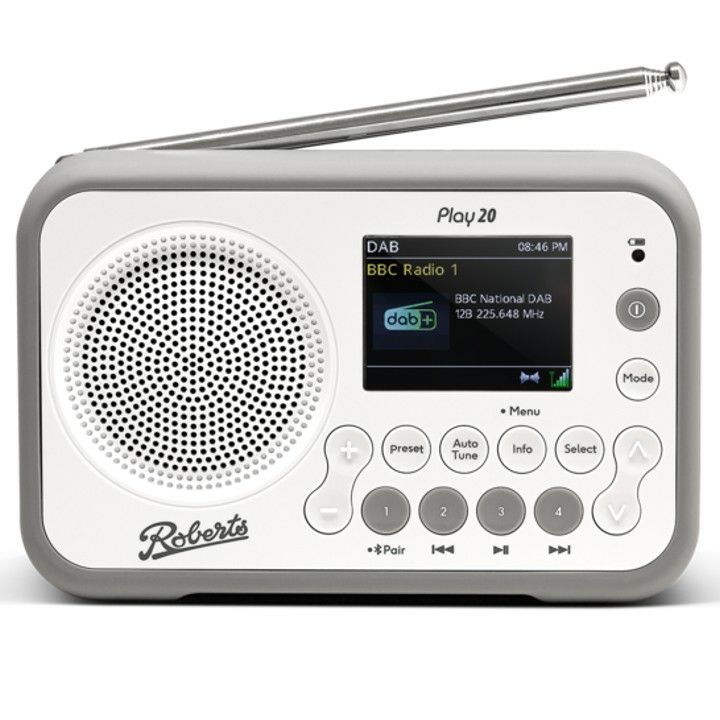 Roberts Play20W FM/DAB/DAB Plus Radio - White PLAY20W