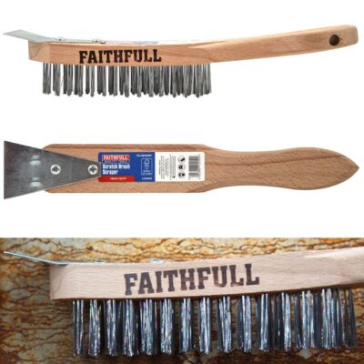 Faithfull Heavy-Duty 4 Row Scratch Brush with Scraper FAI6804SRF