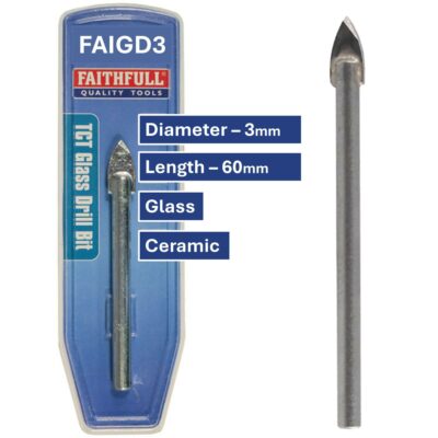 Faithfull 3mm Tile and Glass Drill Bit FAIGD3