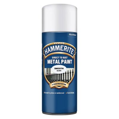 Hammerite 400ml Direct to Rust Metal Paint Aerosol - Smooth Silver HMMSFSIAERO (2460850)
