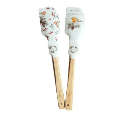 Eddingtons 2x Xmas Baking Spatulas - Assorted Robin Design 1642042