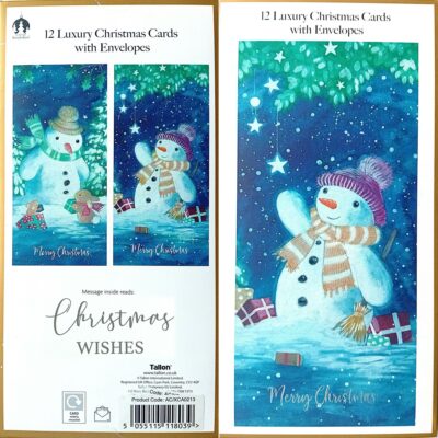 Tallon 12 Slim Christmas Cards - Snowman AC/XCA0213