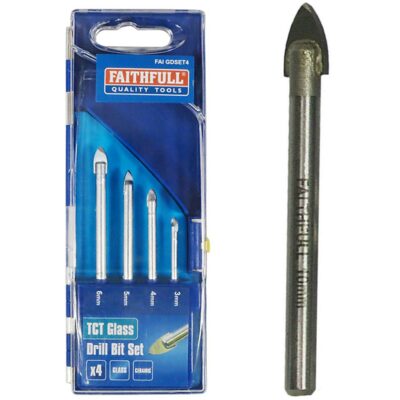 Faithfull 4 Piece (3-6mm) TCT Tile and Glass Drill Bit Set FAIGDSET4